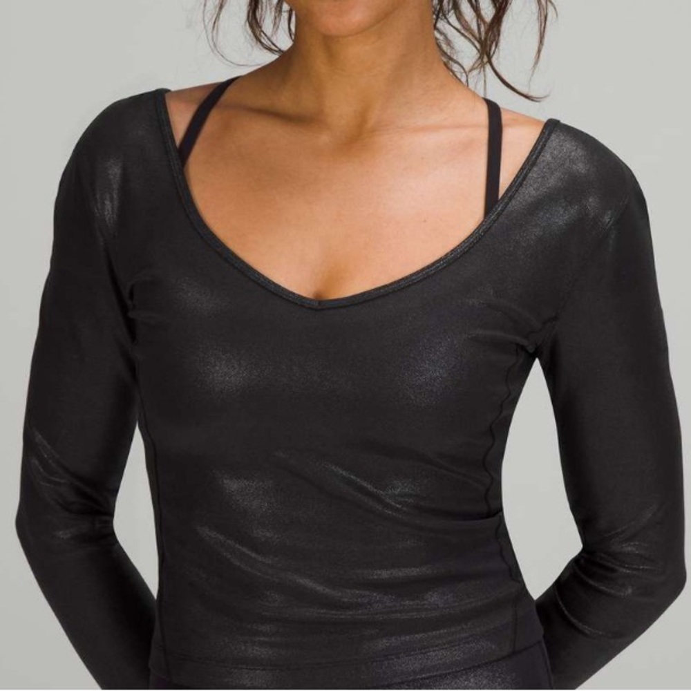 $84 Lululemon Align Long Sleeve Shirt *Shine Radiate Foil Print Black